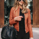 Autumn Short Coat Motorcycle Leather Jackets 2020 Fashion Faux Soft Leather Jackets Female Slim PU Jacket