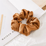 Satin Silk Solid Color Scrunchies Elastic Hair Bands 2021 New Women Girls Hair Accessories Ponytail Holder Hair Ties