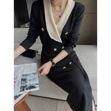 Zingj Temperament Deep V-Neck Black Knit Dress 2024 Summer Women's New Slim Thin Long Skirt-Outfit