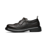 2025 New Men's Daily Thick Platform Black Low Bang British Business Wear Shoe