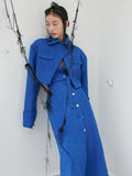 Fashion Women's Irregular Hollow Out Woolen Coat Long Sleeve Lapel Patchwork Overcoat Tide Autumn Winter 2023 New