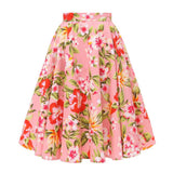 Autumn High Waist Skirt Cotton Womens Polka Dot Floral Print Vinatge Swing Pinup Rockabilly 50s Retro Vintage Party