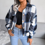 Plaid Lantern Long Sleeve Woolen
