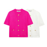 New Round Collar Button Temperament Gentle Short-Sleeved Coat