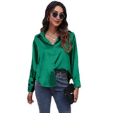 Shirt Women's Denswear Simulation Silk Long-Sleeved Shirt New Women's