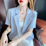 Autumn Korean Style Solid Elegant Fashion Blazers Women Short Long Sleeve Loose Casual Suit Ladies All-match Jacket
