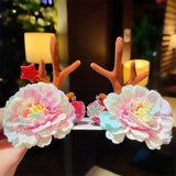 Women Girls Cartoon Christmas Antlers Hairpins New Year Sweet Hair Decorate Barrettes Hair Clips Novelty Hair