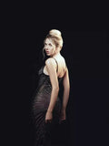 Hot Boutique Women's Sexy V-Necked Bare Back Sling Dress Shiny Heavy Industry Hot Diamond
