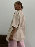 Old Short-Sleeved T-Shirt 2025 Summer Relaxation Leisure Collar Water Washing Hair Short-Sleeved