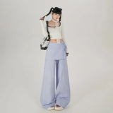 Hot Girl Bandage Dress Fake Two-piece Casual Wide-leg Pants Slimming Straight-leg TrousersOutfit