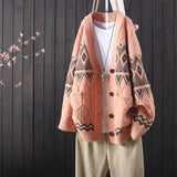 knitted cardigan women's sweater retro soft top autumn and winter new loose casual embroidery buttoned