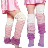 Zingj Contrast Color Gradient Long Tube Over The Knee Pile Pile Socks Set Women's Wool Knitting Socks