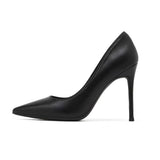Working Shoes Women Black High Heels Fine Heel Professional Tips High Heel Soft Leather Large Size Comfortable Single