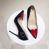 Pumps with Red Heart Women Shoes Classics 12cm High Heel Shoes Pointed Toe Women Party Wedding 10cm 8cm QP099