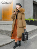 Winter Jacket Women New 2022 Hooded Warm Jacket Female Long Parkas Artificial Fur Collar Women Winter Coat