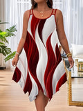 2025 Summer Fashion Swing Shoulder Strap Print Lady Large Size Dress Random
