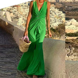 Off Shoulder Party Long Dress Fashion Women Satin Swing Loose Dress 2022 Chic Boho Sleeveless Chest Wrap Beach
