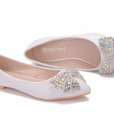New Summer Autumn Korean Version Of AB Water Drill Women's Shoes Bow Head Shallow Single Shoes Women's Flat