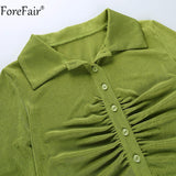 2022 Blue Sexy Women Crop Top Y2k V Neck Casual Ruched Long Sleeve Summer Green T Shirt Fashion Female Tee