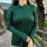 Folded Autumn New Solid Color Chinese Buckle Coat Shirt Daily Fashion Good Dress