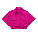 2025 Color Elastic New Women's Knot Short Shirt Linen