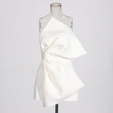 Temperament Sexy Famous Style Dress 2025 New Bow Design Waist Thin Thoracic Dress