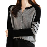 Zingj Size Women's Wear Color Striped Cardigan Long Sleeve Sweater Female 2024 Spring And Autumn New Casual Thin Jacket Tide-Outfit