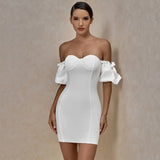 Dress Women's Summer 2021 White Party Dress Ladies Red Off Shoudler Sexy Bodycon Dress Evening Club Birthday