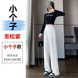 High Sense Suit Pants Female Spring And Summer High Waist Down Small Thin Black Straight Pants Narrow Version Wide Leg Pants-Outfit