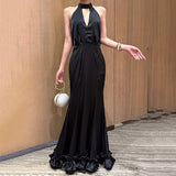 Temperament Dress Dress 2025 New Hanging Neck Sleeveless Design Waist Thin Senior Sense Dress Dress