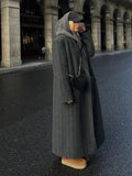 Grey Stripes Trench Long Coat- Outfit