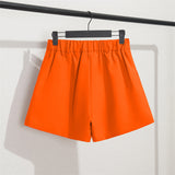 Shorts Women's Black Summer Thin 2025 New Loose High-Waist A Word Casual Broad-Legged Orange