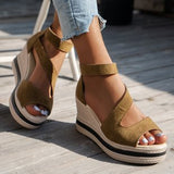 New Slope And Fish Mouth Sandals Women Thick-Sed Loose Cake Casual Sandals Roman Sandals Women