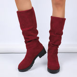 Leopard Velvet Rough And Fashion Boots Women Autumn And Winter New Fashion Wrinkles Pile
