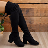 Women's Long-Heeling Boots 2025 Autumn And Winter New Thick And Round Head High Heel Thin Knee-High Boots