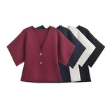 2025 Fashion Street V-Neck Simple Knitted Coat Women's