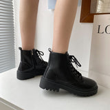 2025 New Black Handsome Martin Boots Women's Thick-Bottomed Short