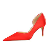 Zingj Fashion And Simple Banquet Sexy Side Hollow Out High Heel Thin Heel Shallow Pointed Silk Women's Singles