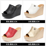 Heel Slippers Women's Summer 2023 New Style Muffin Thick Soles Fashionable Large Size Flip-Flops Skid-Proof Slippers Wear High-Heeled