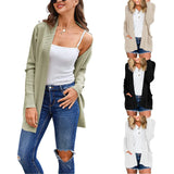 Female Thin Knitted Coat Cardiga Solid Cardigans Long Sleeve black Loose Mid Length Knittwear Casual Women