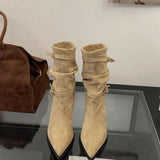Belt Piles Short Boots College Thin Skin Boots Folding New Autumn And Winter Boots Buckle Korean Version 2025