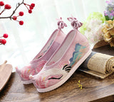 Zingj Shoes Hanfu Shoes Ancient Style Female Embroidered Cloth Shoes Inside The Raised Head Ancient Costume Shoes Cloth Shoes