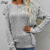 knitted vintage white pullovers Women's Sweaters wither Fashionable Hollow Knitwear with ruffles sweater women