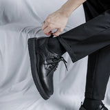 Zingj New Thick Platform Men's Big Head Shoes Large Size British Style Casual Small Leather Shoes 45 46 Shoes