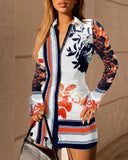 Sexy Femme Birthday Outfits Ladies Vintage Clothing Button Bell Sleeve Slit Black Women's Tight Party One-Piece Shirt