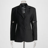 Small Suit 2025 Autumn New Suit Collar Long Sleeve Folding Sleeve Belt Buckle Design Sense Coat