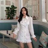 Arrival Long Sleeve Shirt dress Korean Short Skater Collar Sexy Black Dress Women Dresses Female Vintage Tunic Party