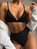 Zingj 2023 Outer Single Bikini Burst Solid Color Bikini Women's Split Swimsuit Triangle Bikini