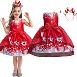 Christmas Dress Xmas Party Dresses 4-10 Y Vestido Natal Red Clothing New Years Dresses girls Free Band Halloween