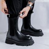 Zingj Chimney Boots High Top Leather Shoes British Wind Thick Bottom Sleeve Trend Locomotive Slim Martin Boots